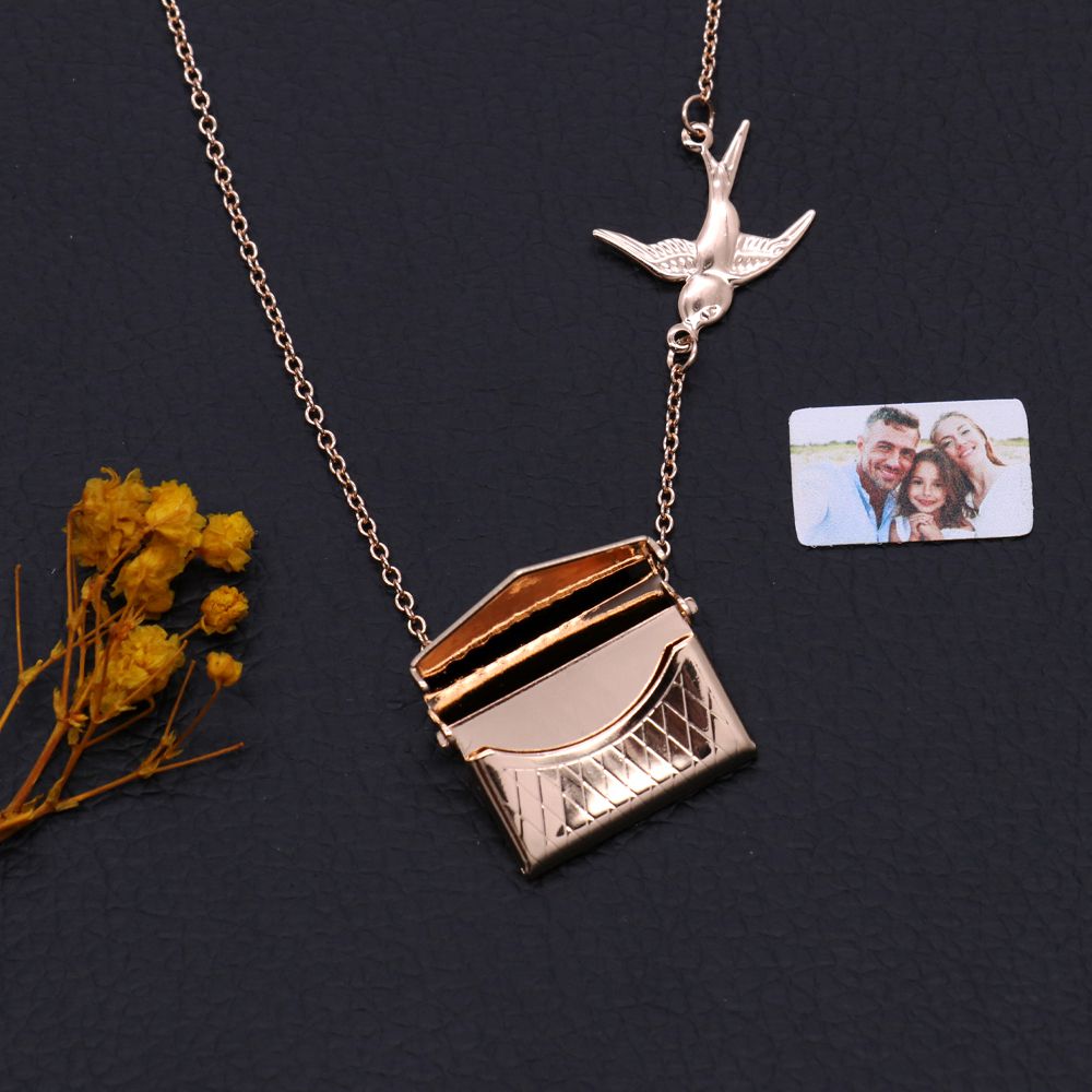 Openable Handbag Necklace with Personalized Photo Card