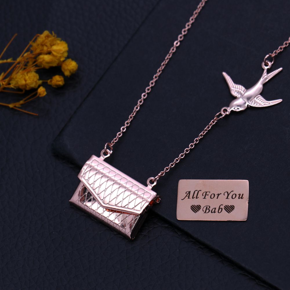 Openable Handbag Necklace with Personalized Photo Card